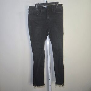Flying Monkey Womens Black Denim High Rise‎ Cropped Frayed Hem Jeans Size 28